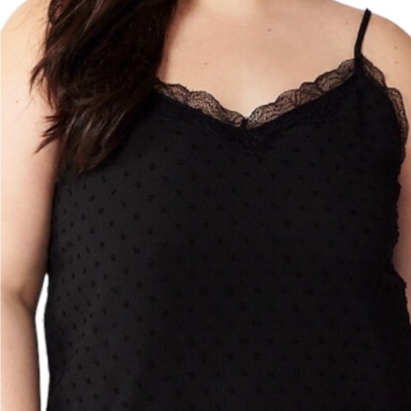 SO Black Lace Trim Swiss Dot Chiffon Camisole Size 2X - Picture 5 of 15